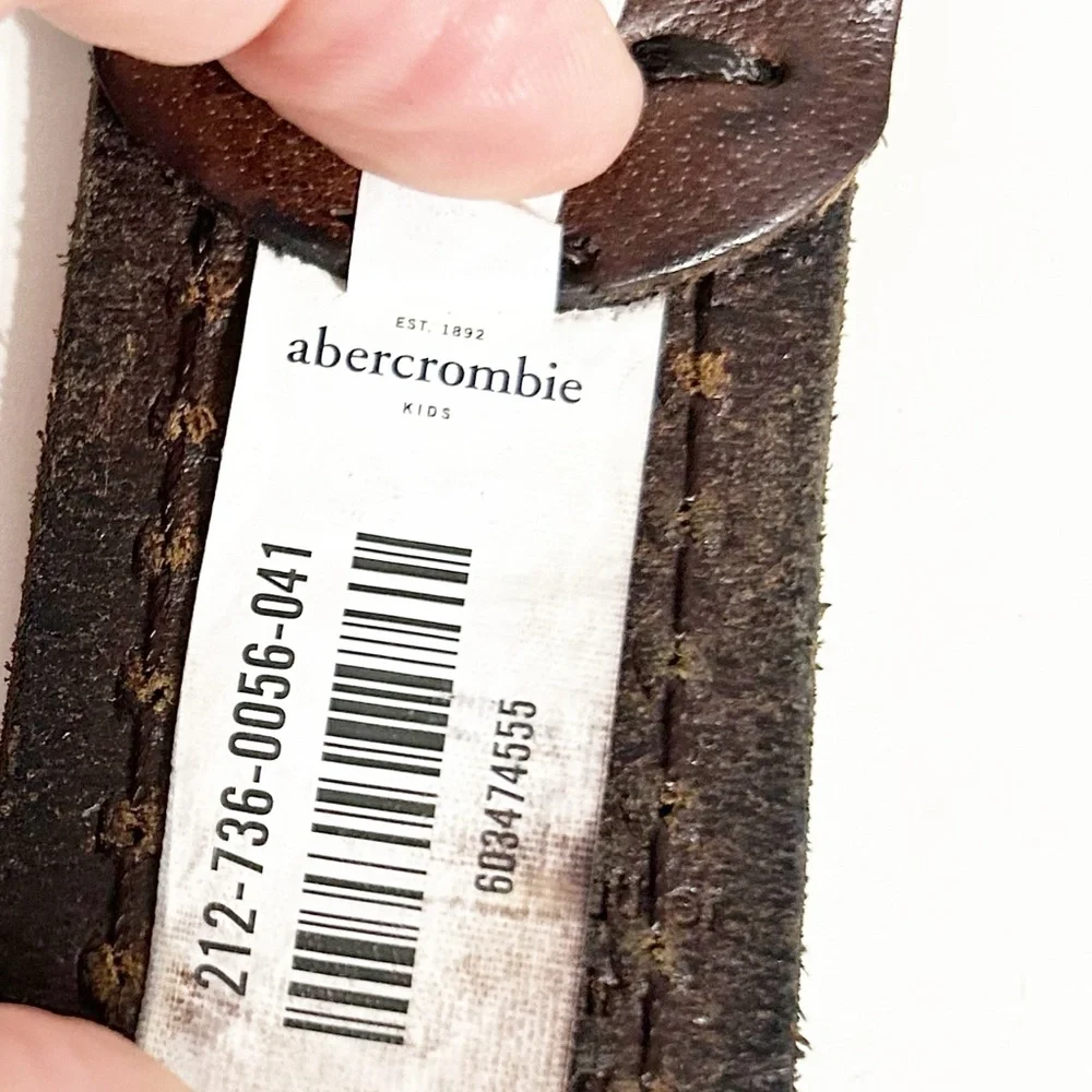 Abercrombie Smooth Leather Belt Silver Toned Hardware Square Buckle Brown 🤎